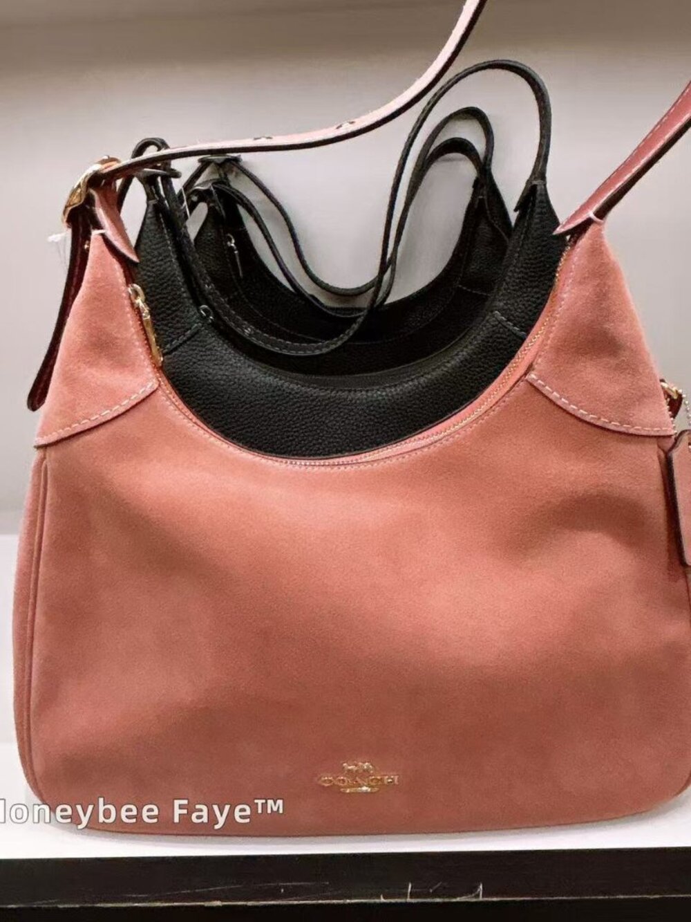 NWT Coach Ella Shoulder Bag CET38 Suede/Gold/Blush Pink